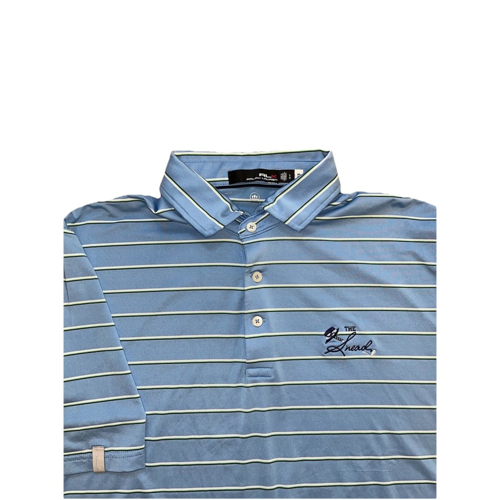 RLX Polo Ralph Lauren Golf Striped Short Sleeve‎ Wicking Polo Shirt Men's Large